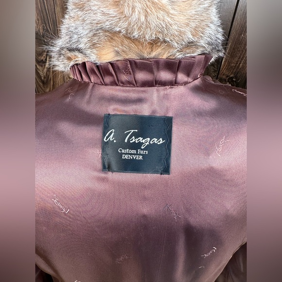 BEAUTIFUL CREAM COLORED MINK & SPOTTED BOBCAT CAT LYNX FUR COLLAR JACKET COAT S - Picture 11 of 11